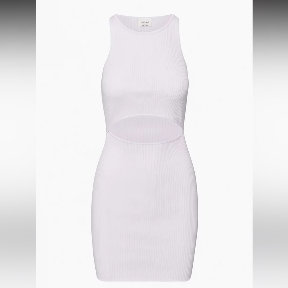 Aritzia Ice Lavender Wilfred Cutout Knit Tank Mini Dress